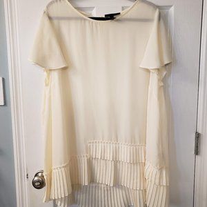 Lane Bryant, 20, Ivory, Asymmetric Knife Pleat Hem Blouse
